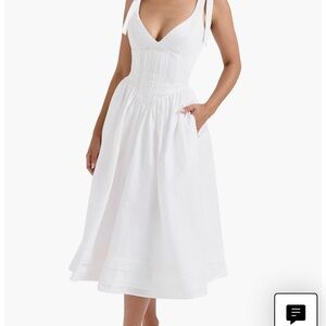 Hattie Lace-Up Stretch Cotton Blend Corset Midi Dress HOUSE OF CB